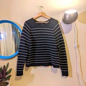 Madewell Merino wool black and white sweater with back zipper